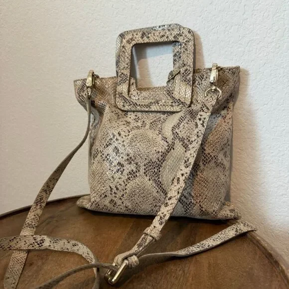 TMRW Studio Mateo Snakeskin Embossed Leather Fold-Over Clutch Purse Women's Bag - Picture 3 of 8